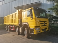 Sinotruk Howo Tipper Dump Truck 12 Wielen 400Hp 8 × 4 Gele Mijnbouw RHD
