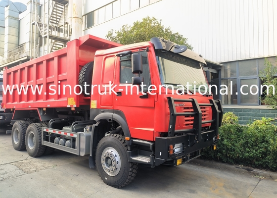 Sinotruk Howo Tipper Dump Truck 6 × 4 Lhd 10 Wielen Ghost Face Bumper Mijnbanden