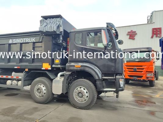 HOWO NX 380HP RHD Black Tipper Dump Truck Met Tarpaulin Flap