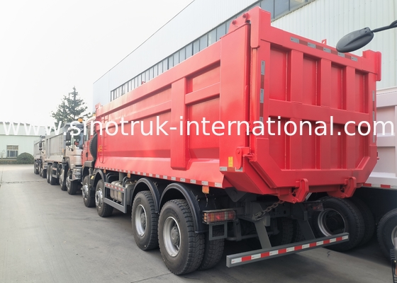 Sinotruk Howo Tipper Dump Truck Tx 400HP Euro 2 8 × 4 Lhd U-vorm vrachtdoos Rood