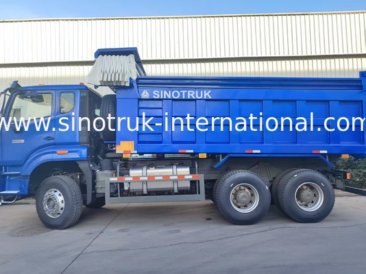 Krachtige veelzijdige HOWO 6x4 380HP blauwe dumptruck met 20CBM vierkante vrachtruck en waterdichte traan Flip Cove