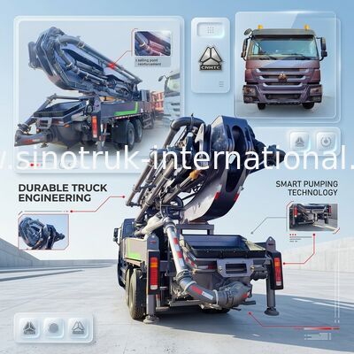 Hoogbouw Meester HOWO 380HP Smart Pump Trucks 52m Boom 6x4 Traction voor ongeëvenaarde verticale gieten
