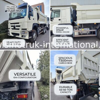 Duurzame HOWO 6×4 371HP 20CBM witte dumper met hoge sterkte stalen carrosserie voor zwaar werk