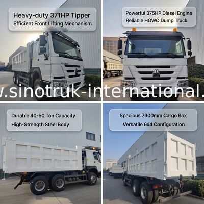 SINOTRUK HOWO 371HP Zware dumptruck met 10 wielen en rechthoekige laadbak