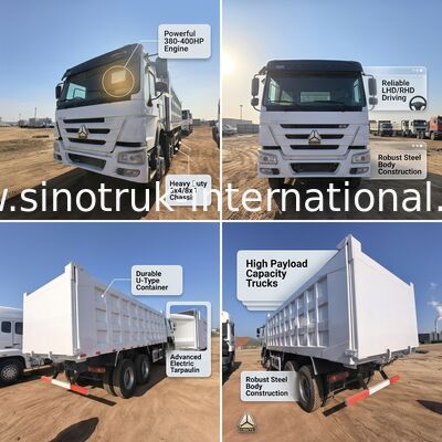 375 paardenkracht dumptruck met een laadvermogen van 40-50 ton en een lengte van 7300 mm