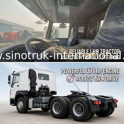 HOWO A7 Gebruikte trekkertruck LHD 6X4 Euro 2 371 pk met hydraulisch stuurwit