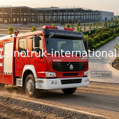 4X2 de Brandbestrijdingsvrachtwagen SINOTRUK HOWO 10CBM 290HP van LHD Voor het Bestrooien