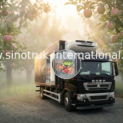 Professionele Gekoelde Gesloten Van Truck White/de Rode/Zwarte Vrachtwagen van de Diepvriezerdoos