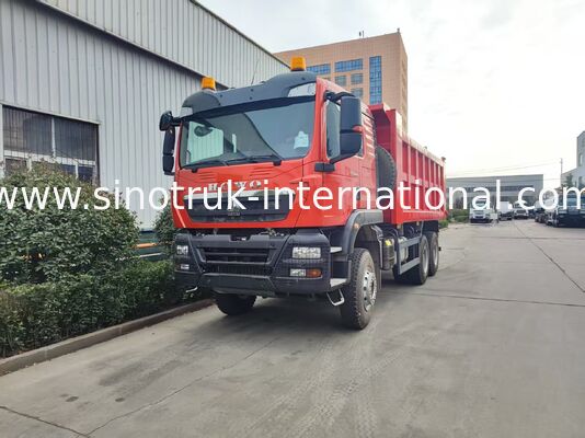 Hoog efficiënte 6×4 HOWO TX Tipper Truck. Rood lichaam, 400 pk motor, 20 CBM container, 60 ton zwaar vervoer.