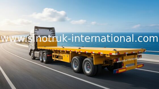 SINOTRUK Mn-Staal 3 Volledige Aanhangwagen van de Assen Flatbed Lading