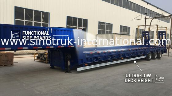 Blauwe Semi de Aanhangwagenvrachtwagen 3 van het Kleuren Hydraulische Vlakke Bed Assen80t Normale Opschorting