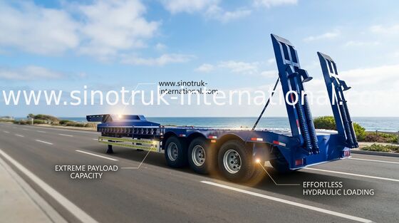 Hydraulische Flatbed Semi Aanhangwagenvrachtwagen 4 Assen 50-80 Ton die Capaciteit laden