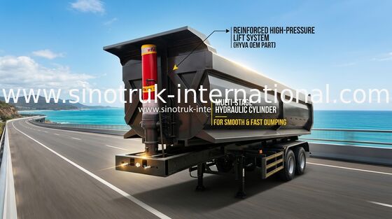 Zwarte van de de Vrachtwagen Flatbed Aanhangwagen van Kleuren Hydraulische 3 Assen Semi het Vervoerlading