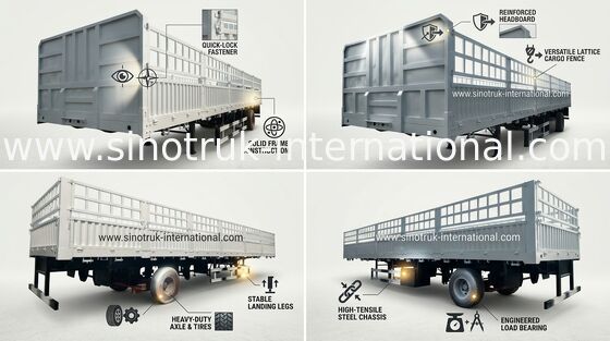 Semi de Aanhangwagenvrachtwagen van hoge snelheidsdropside voor Logistische Industrie 3 Assen