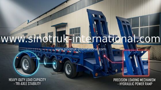 3 assen 80 Ton 17m Hydraulische Flatbed Aanhangwagen voor de Machines van de Ladingsbouw