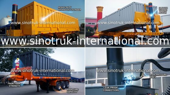 Semi Vrachtwagen van de Aanhangwagenkipper 3 Assen 70Tons 25-45CBM voor Mijnbouw/Bouw