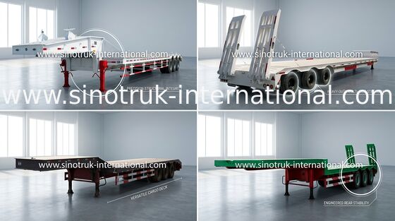 75 ton 17m Semi de Aanhangwagenvrachtwagen van Lowbed, Tri - As Semi Flatbed Aanhangwagens