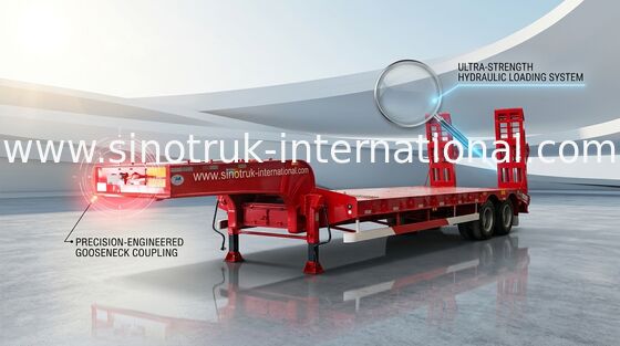 Lage Bed Semi Aanhangwagen 3 Assen 60 Ton 15m voor Vervoer van Bouwmachine