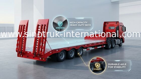 Lage Vrachtwagen 3 Assen 80 Ton 17m van de Bed Semi Aanhangwagen voor de Machine van de Ladingsbouw