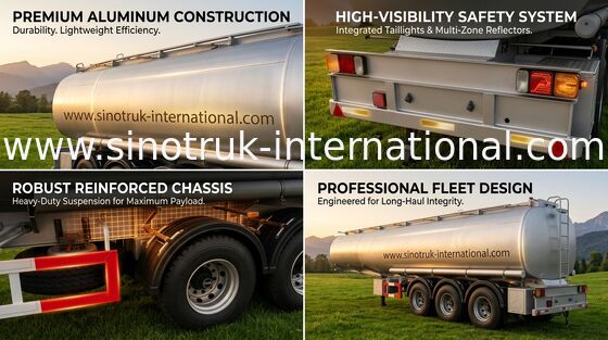50 - 60 CBM SINOTRUK Olietankwagen 3 - 4 Assen Hydraulische Flatbed Aanhangwagen