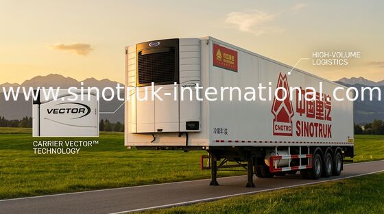 Gekoelde Semi Aanhangwagenvrachtwagen 40 Voet Container 30 - 60 Ton Hoge Ladingscapaciteit