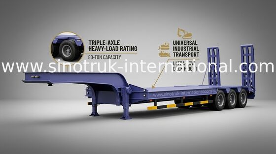 Vrachtwagen 3 Assen 60Tons 15m van de laag-bed Semi Aanhangwagen voor het dragen van bouwmachine