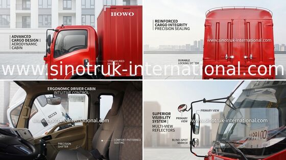 SINOTRUK HOWO 16 van Lichte Plichtston Vrachtwagens LHD 140HP, Box Van Truck ZZ1167G3815C1