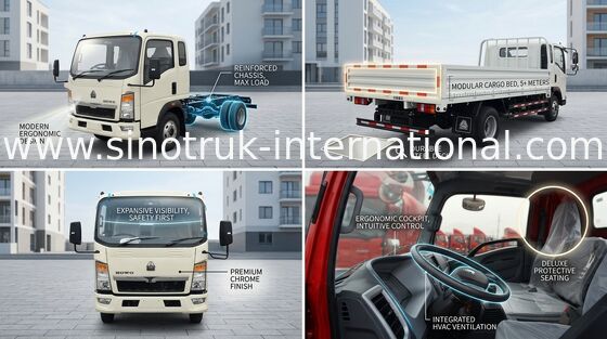 8 van de Lichte Plichtston Vrachtwagen LHD 4X2 SINOTRUK HOWO 116HP ZZ1087D3614C180