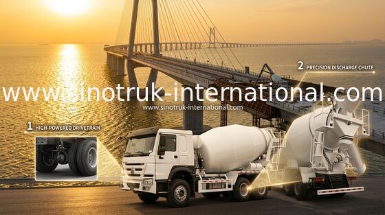 Sinotruk Howo Betonmixer Truck 380HP 6-10CBM 6 X 4 Euro 2 Menginstallatie RHD