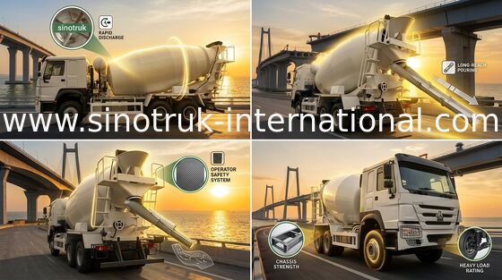 HOWO SINOTRUK Betonmixer Truck 10CBM 371HP 6X4 LHD Stabiel en efficiënt