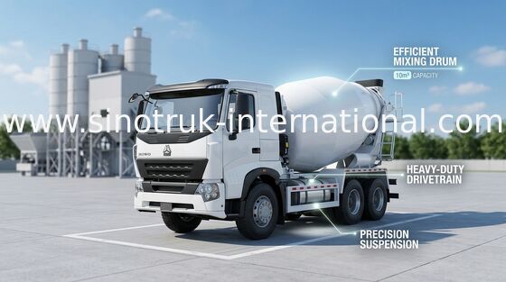 de Concrete Mixervrachtwagen van 336HP 6X4 LHD A7 9CBM, Slijtvaste de Vrachtwagenmixer van het Tankcement