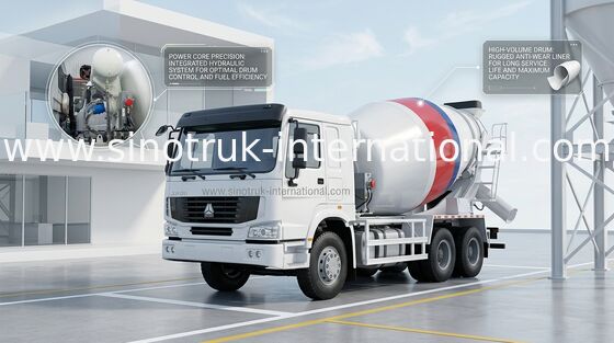 ZZ5257GJBN3841W de concrete Vrachtwagen 10CBM 371HP 6X4 LHD van de Cementmixer