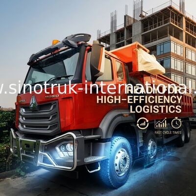 Superlagers HOWO 8×4 Red Tipper. 371 pk krachtig vermogen, 27 CBM grote capaciteit, 80 ‰ 100 ton zwaar transport.