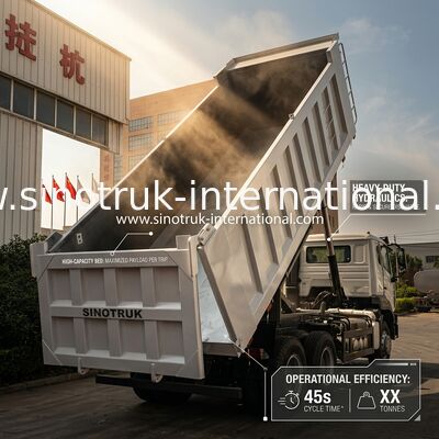 SINOTRUK HOHAN Howo Tipper Dump Truck Midden Lifting Weichai Motor 6 × 4 LHD rechthoekige vrachtbus Wit 19-20CBM