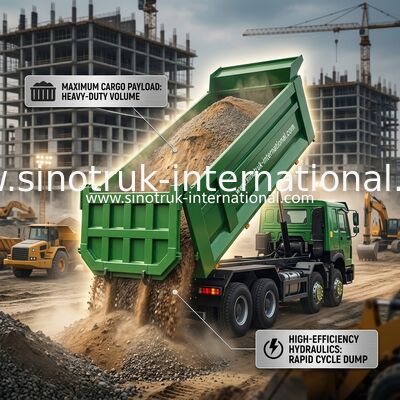SINOTRUK HOWO 400HP 8X4 Tipper Dump Truck Constructie Oude Front Face Ghost Face cabine Militaire Bumper U Type Container