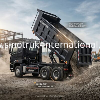 HOWO NX 380HP RHD Black Tipper Dump Truck Met Tarpaulin Flap