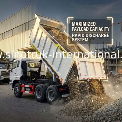Sinotruk Howo / Hohan 6×4 Tipper Dump Truck 10 Wielen Rechthoekig Cargo Body 20CBM Witte Kleur