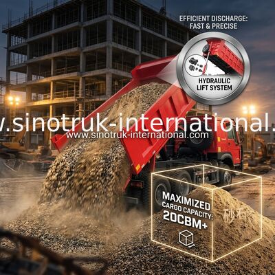 Sinotruk Howo Tipper Dump Truck 6 × 4 Lhd 10 Wielen Ghost Face Bumper Mijnbanden