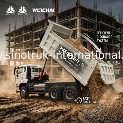 30 - 40 ton RHD 10 wielen Tarpaulin Sinotruk Howo 6x4 Tipper Truck voor de bouw