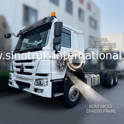 SINOTRUK HOWO Truck Chassis SINOTRUK Motor371HP 6 × 4 RHD Met waarschuwingslicht Gebruikt in dumper Truck Cargo Truck Water Truck