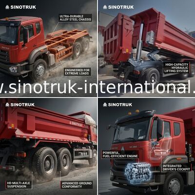 Sinotruk Hohan New Howo Tipper Dump Truck N7 8 × 4 12 Wielen 380HP Lhd of Rhd Met Tarpaulin U-type container