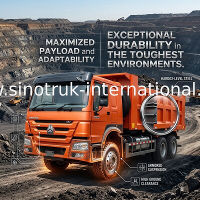 Sinotruk Howo Tipper Dump Truck 400HP 8 × 4 Rhd 12 Wielen Big Tray 7600mm