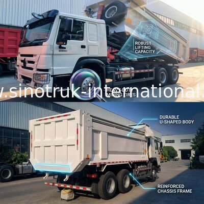Sinotruk Howo Dump Truck 400 pk 6 × 4 U-vormige bak met automatische traan