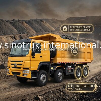 Sinotruk Howo Tipper Dump Truck 8 × 4 Lhd 12 Wielen U-vorm Tipper Body Euro 2