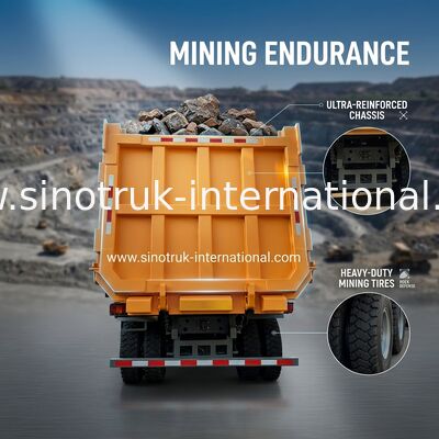 SINOTRUK Heavy Duty Tipper Dump Truck LHD met eenzijdige hoge sterkte skeletcabine 371HP