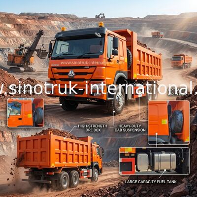 400 pk Oranje HOWO Tipper Truck RHD 6×4 10 Wielen Hoog paardenvermogen