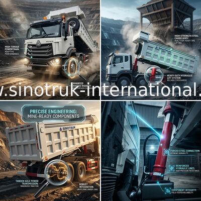 SINOTRUK HOWO Op zwaar werk berekende Tipper Dump Truck Front Lifting 8×4 RHD