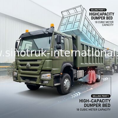 RHD 6×4 10 wielen ZZ3257V3847B1R 400 pk Groene HOWO Tipper Truck Hoog paardenvermogen