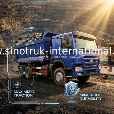 Full DriveLow Fuel Consumption 380HP Blue HOWO Tipper Truck RHD 6×6 10 wielen
