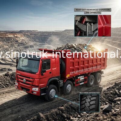 De rode Wielen van de de Stortplaatsvrachtwagen 400hp 12 van SINOTRUK HOWO 8X4